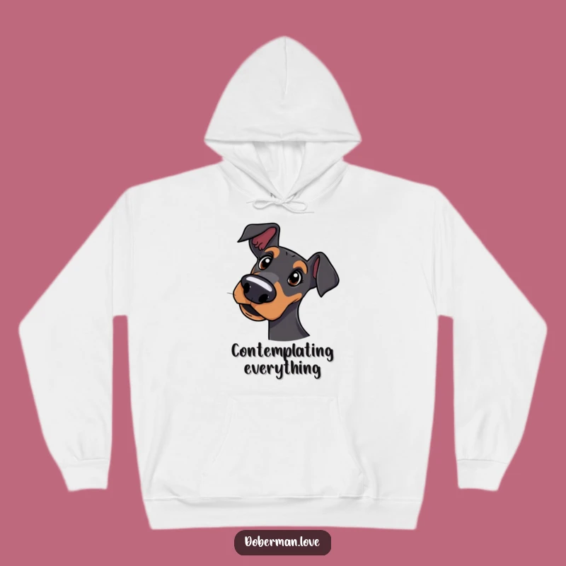 Cozy Funny Curious Doberman Hoodie: Warmth and Wonder, Great Funny Gift