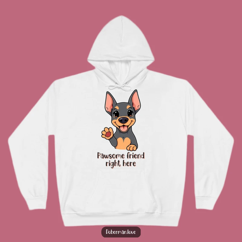 Cozy Funny Kawaii Doberman Hoodie: Warm Paw Offer, Ideal Funny Gift