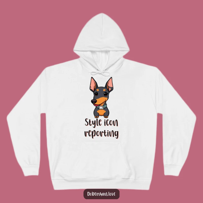 Cozy Funny Kawaii Doberman Stylish Collar Hoodie - Warm & Hilarious Dog Gift