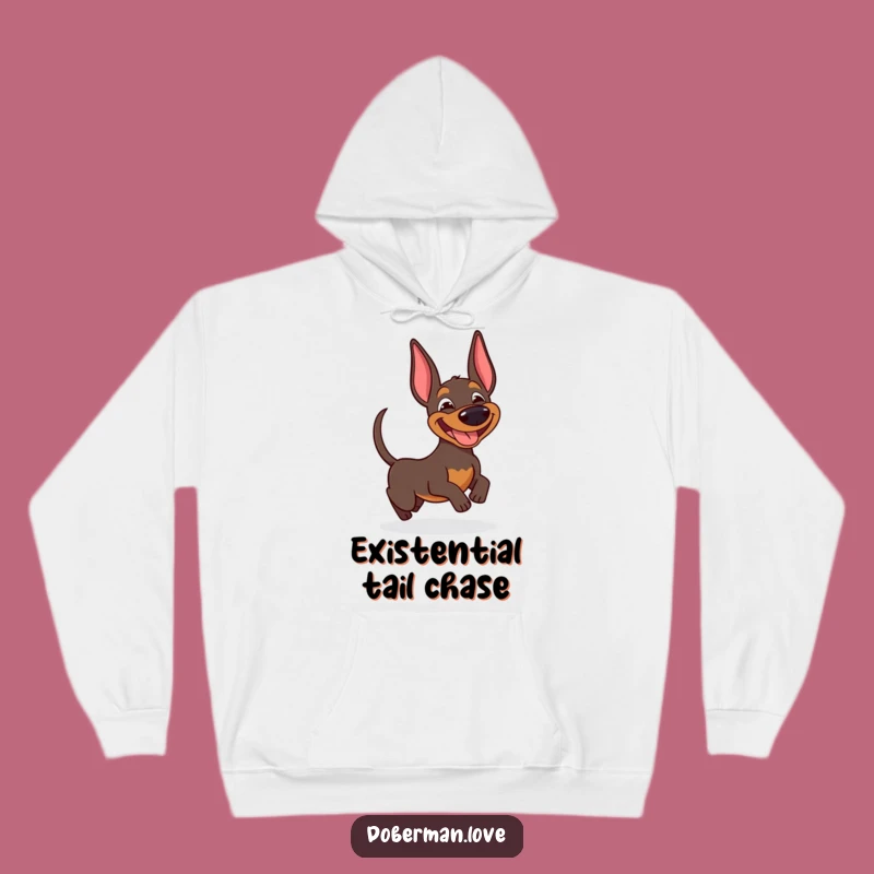 Funny Doberman Tail Chase Hoodie: Cozy & Hilarious Dog Lover Apparel