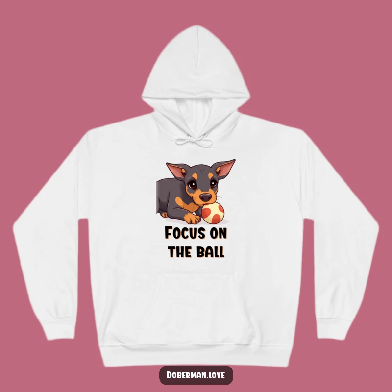 Funny Kawaii Doberman Hoodie: Ball Balancing Act, Cozy Funny Gift