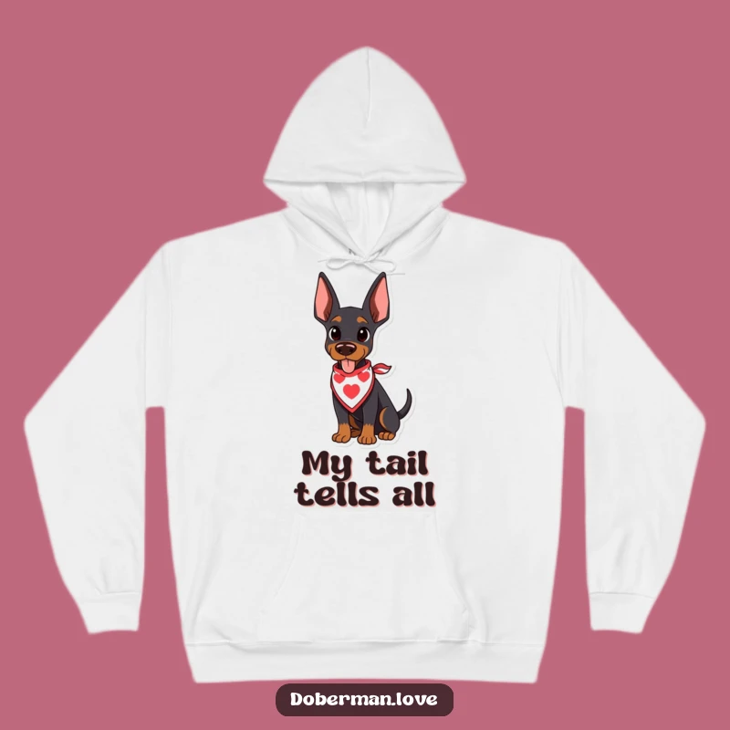 Funny Kawaii Doberman Hoodie: Wagging Tail, Bandana, Cozy Funny Gift