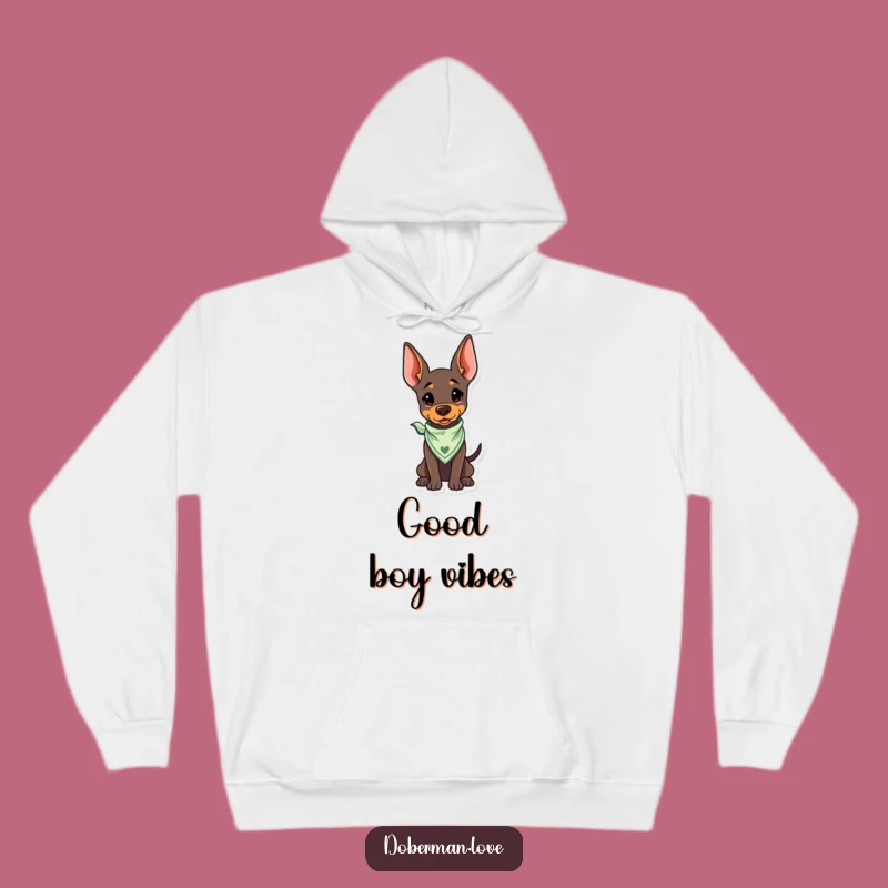 Funny Kawaii Doberman Bandana Hoodie: Cozy & Cheerful Pup Wear