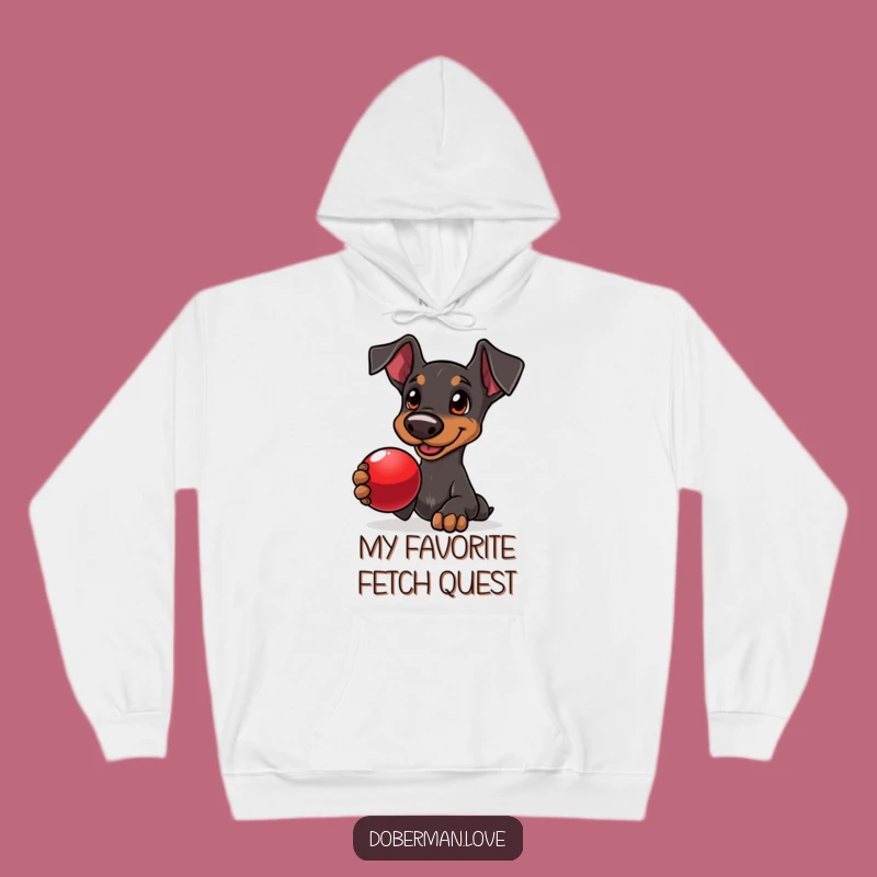 Funny Doberman Ball Fetch Hoodie: Cozy & Loyal Dog Lover Apparel