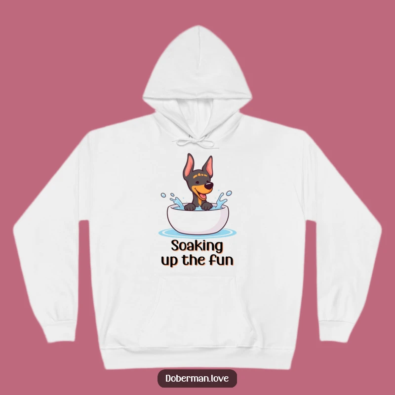 Cozy Funny Kawaii Doberman Splash Hoodie - Warm Dog Lover Gift