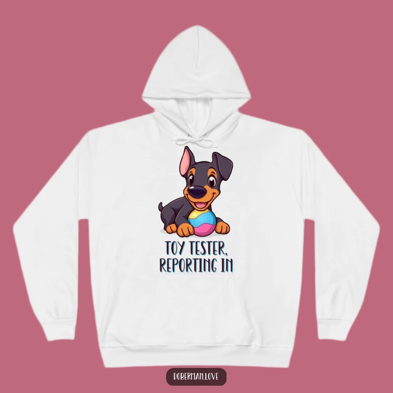 Funny Cheerful Doberman Toy Hoodie: Cozy Playful Dog Gift