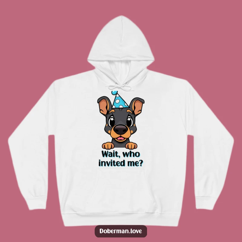 Cozy Funny Doberman Party Hat Hoodie - Surprise Dog Lover Gift