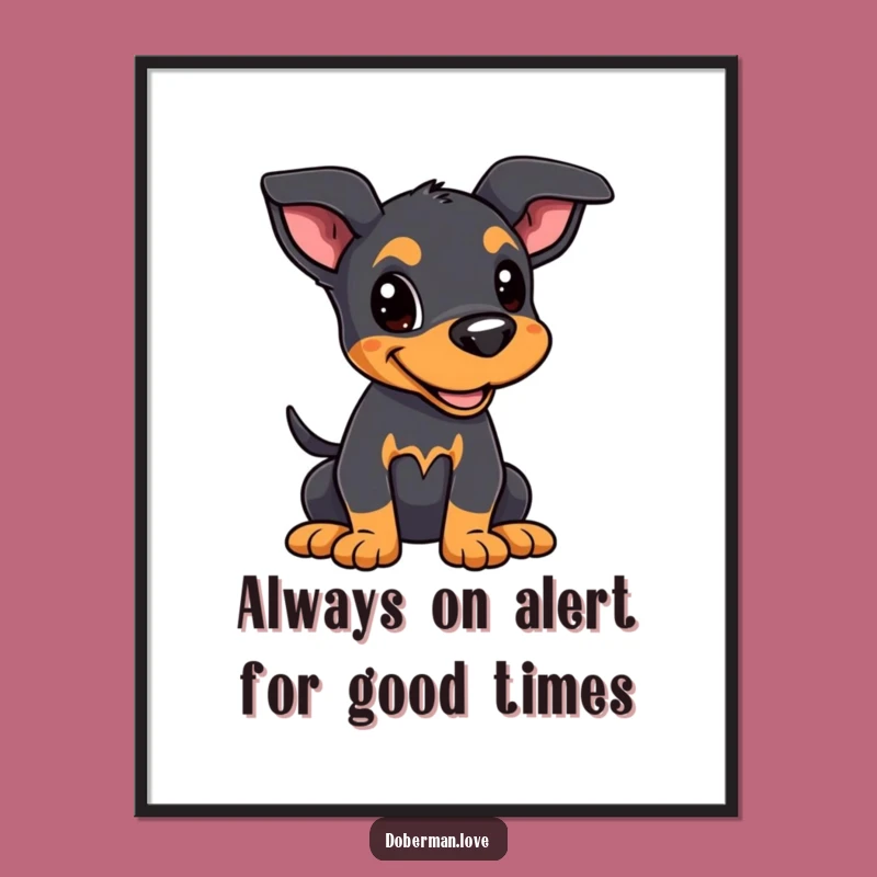 Free Printable Kawaii Doberman Wall Art: Funny Puppy Downloadable Art