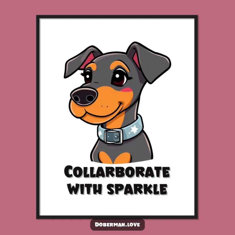 Free Printable Sparkly Doberman Art - Stylish Dog Downloadable Wall Decor