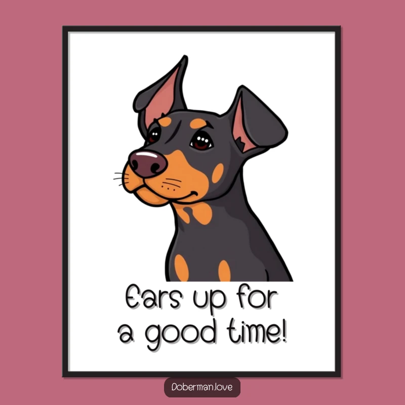 Free Printable Doberman Art: Attentive Ears Downloadable Wall Decor