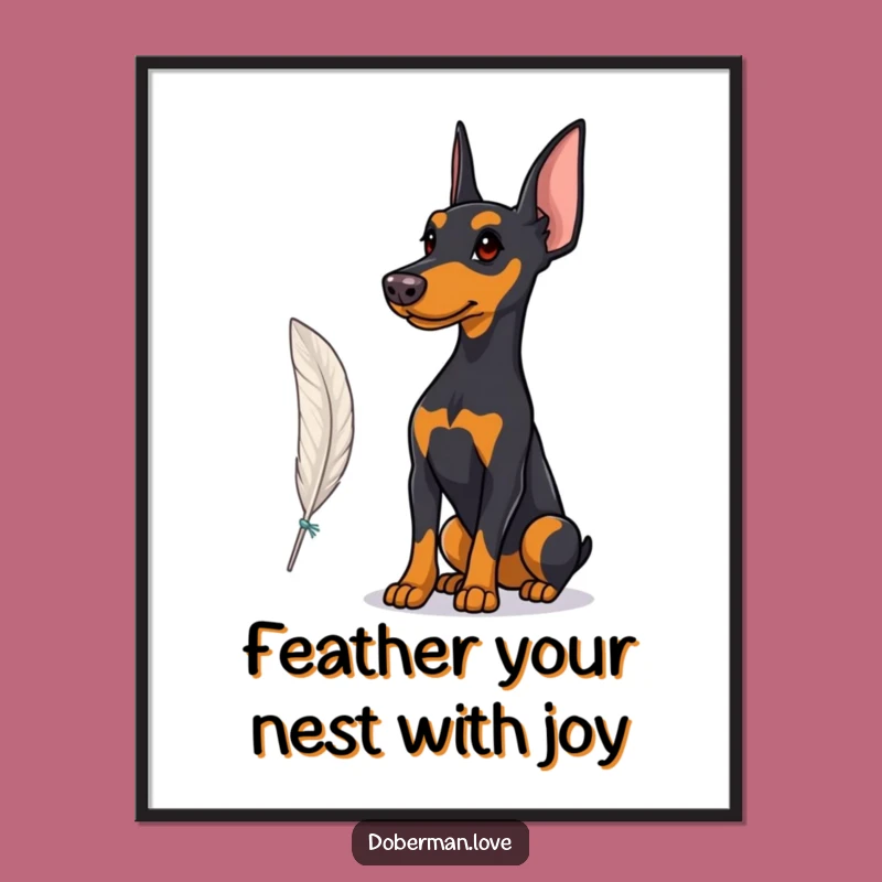 Free Printable Doberman Wall Art: Proud Feather Watcher Downloadable Decor