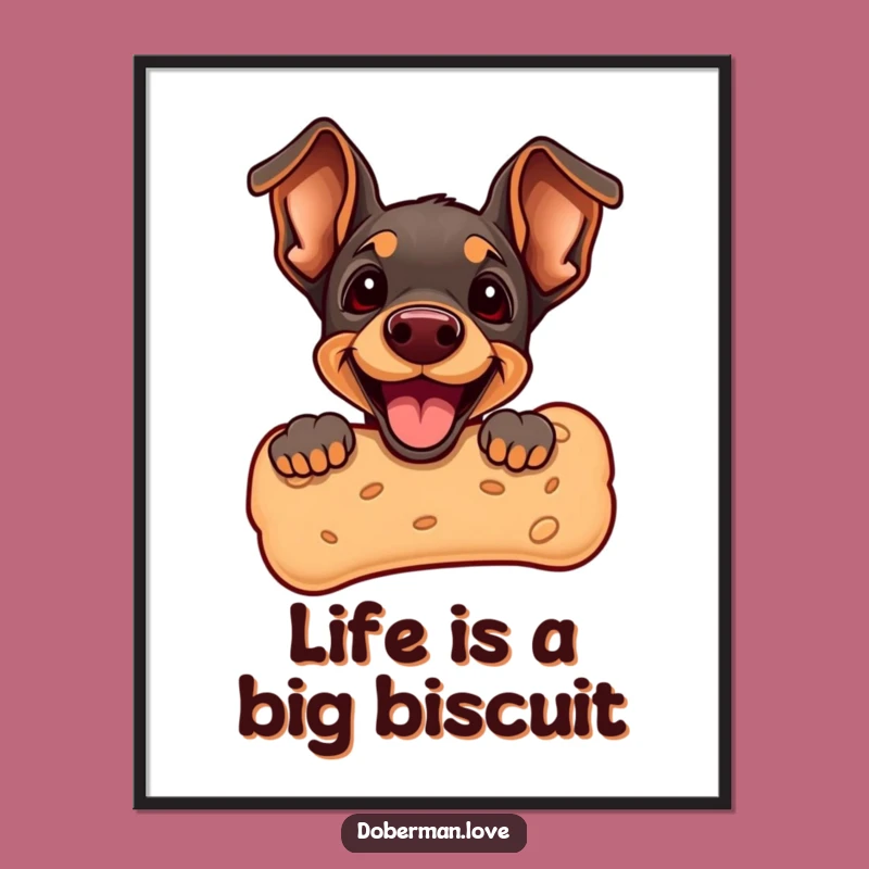 Free Printable Wall Art: Doberman Puppy Biscuit Funny Dog Decor Downloadable