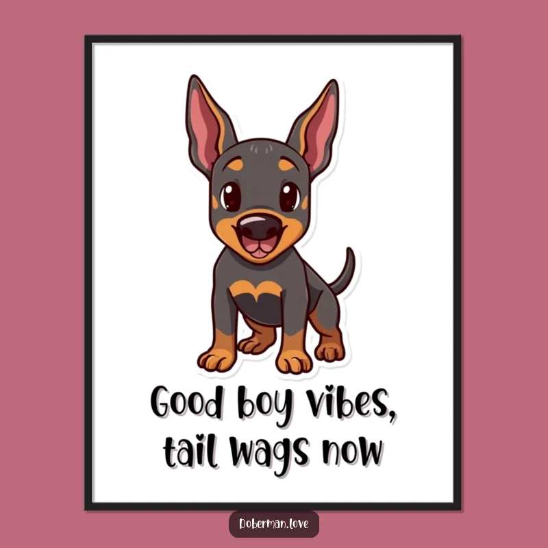 Funny Free Printable Wall Art: Playful Doberman for Energetic Decor