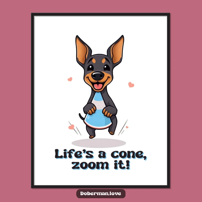 Free Printable Doberman Zoomie Art - Funny Dog Downloadable Wall Decor
