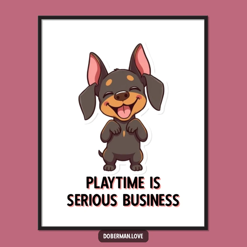 Free Printable Doberman Wall Art: Funny Joyful Bowing Dog Downloadable Decor
