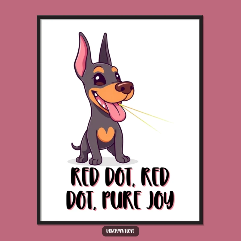 Free Printable Doberman Wall Art: Funny Laser Chasing Dog Tongue Out Downloadable Decor