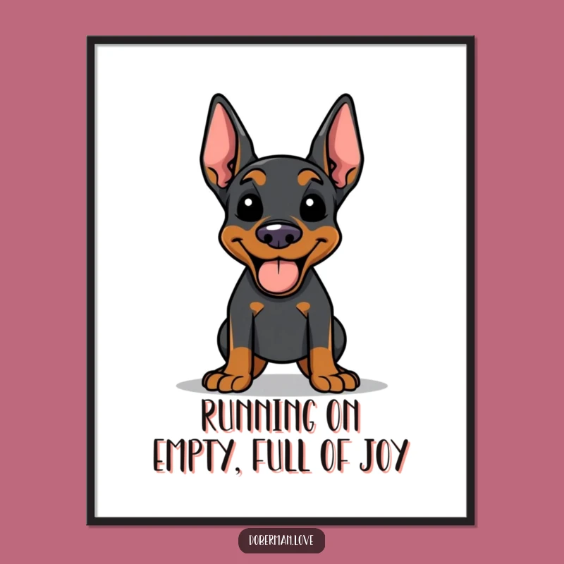 Funny Free Printable Wall Art: Happy Doberman Dog Jogging Enthusiast Downloadable Decor