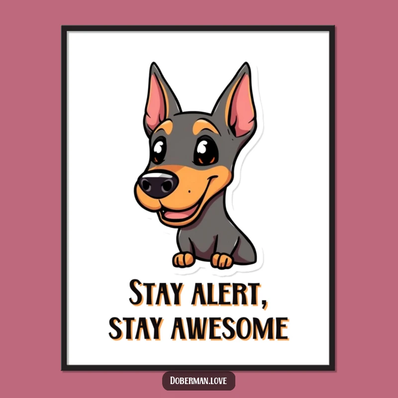 Free Printable Wall Art: Alert Doberman Ready for Action, Bold Dog Decor Downloadable