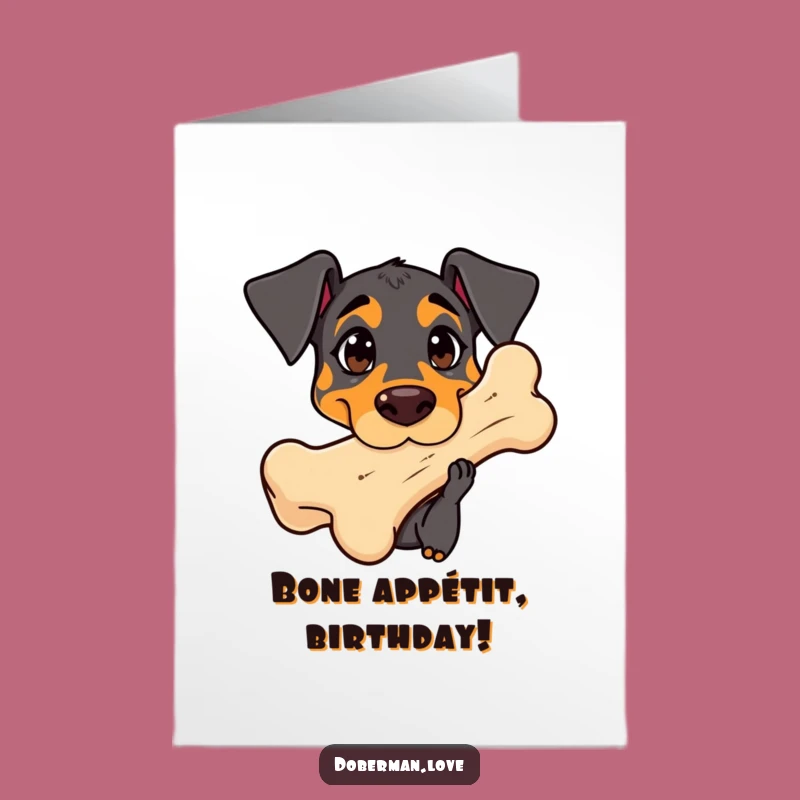 Free Printable Birthday Card: Curious Kawaii Doberman for a Funny DIY Gift