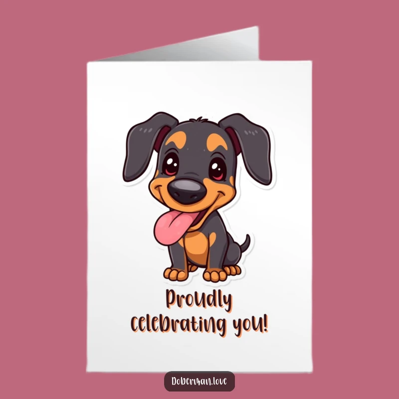 Free Printable Birthday Card: Joyful Doberman Proudly Panting, Funny Downloadable