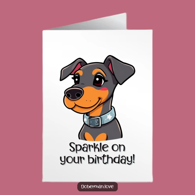Free Printable Sparkly Doberman Birthday Card - Chic Funny Downloadable Gift