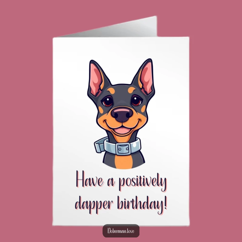 Free Printable Birthday Card: Doberman Collar Trick Funny Downloadable Gift