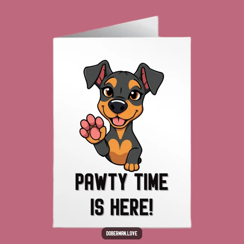 Free Printable Birthday Card: Mischievous Doberman Paw, Funny Downloadable Gift!