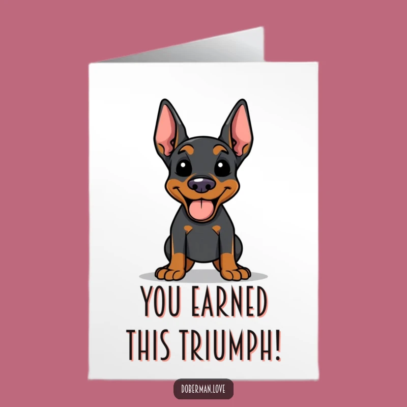 Free Printable Congrats Card: Happy Doberman Dog Jogging Achievement Downloadable Gift