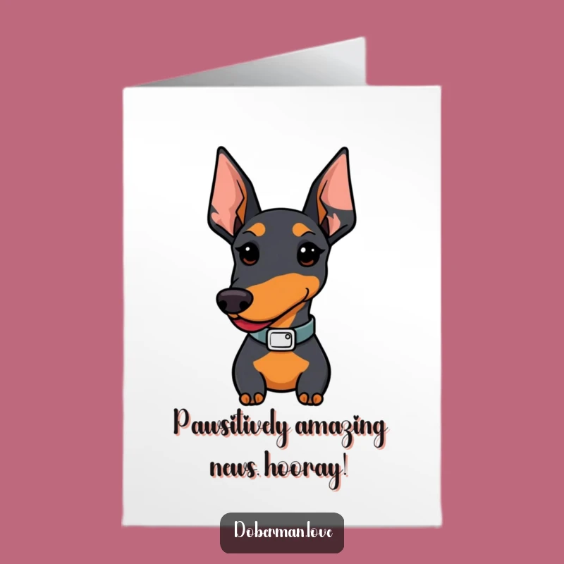Free Printable Congrats Card: Proud Kawaii Doberman - Funny Downloadable Gift
