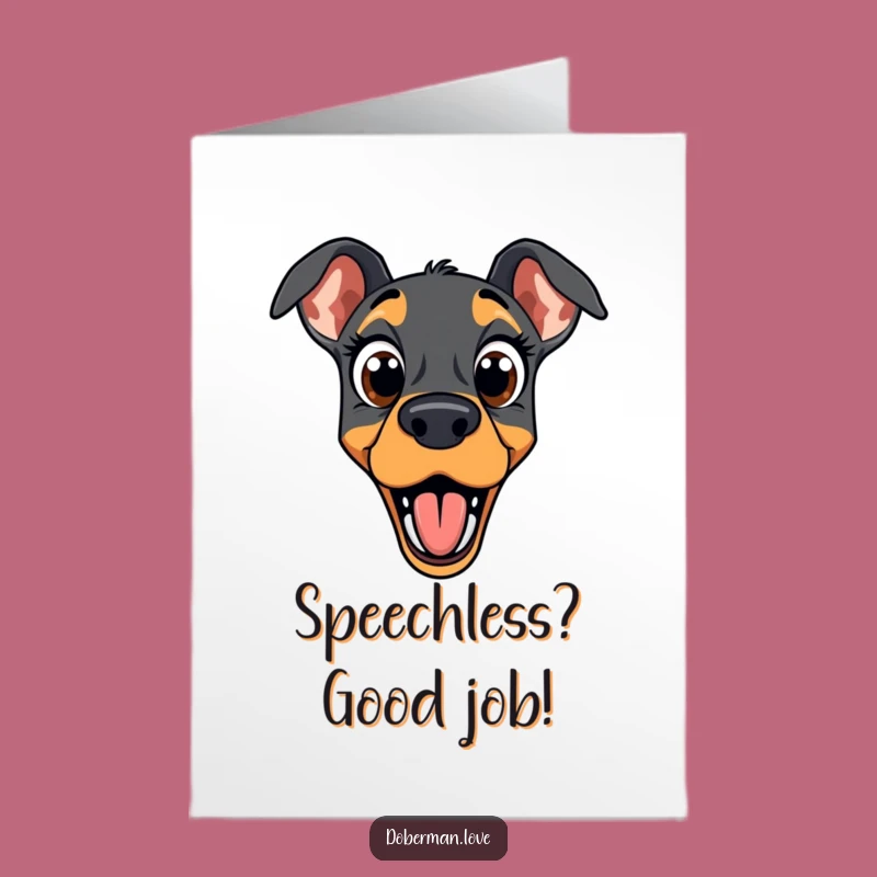 Free Printable Doberman Congrats Card: Surprised Dog, Funny Downloadable Gift