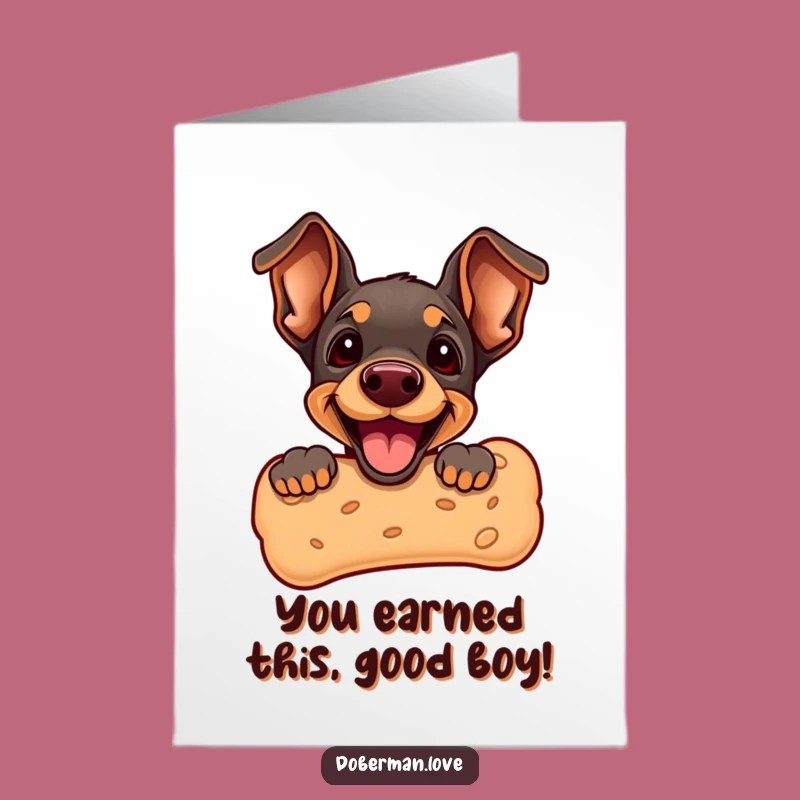 Free Printable Congrats Card: Doberman Puppy Biscuit Joy Funny Downloadable Gift