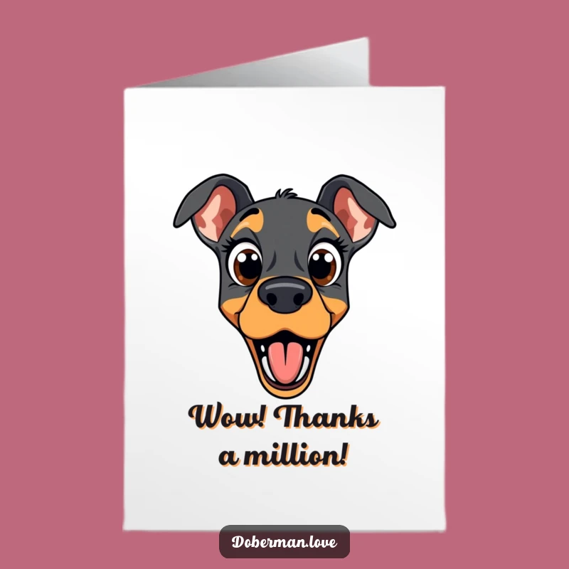 Free Printable Doberman Thank You Card: Surprised Dog, Funny Downloadable Gift