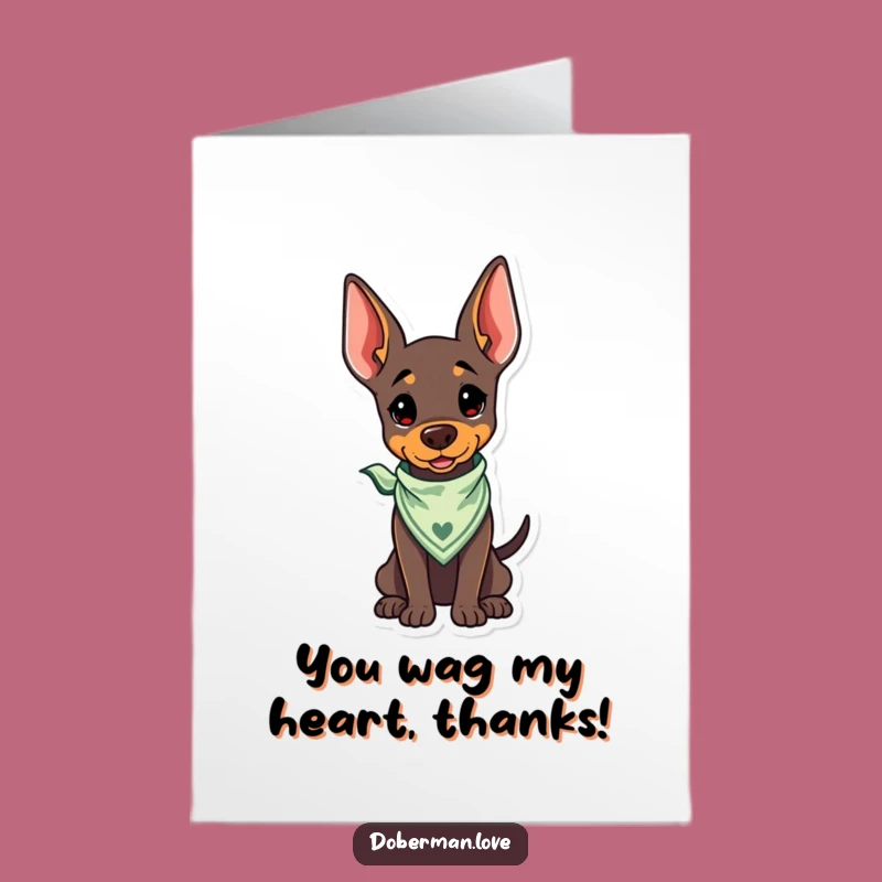 Free Printable Thank You Card: Happy Doberman, Funny Dog Wagging Tail Downloadable Gift