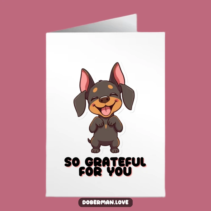 Free Printable Bowing Doberman Thank You Card: Funny Joyful Dog Downloadable Greeting