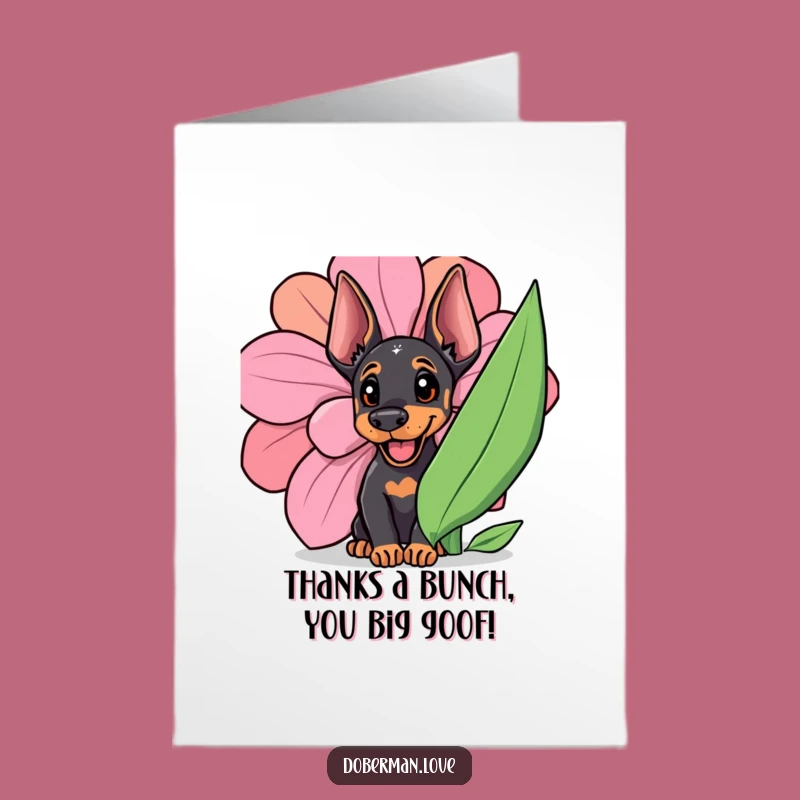 Free Printable Doberman Thank You Card: Cub Flower Surprise Downloadable Gift