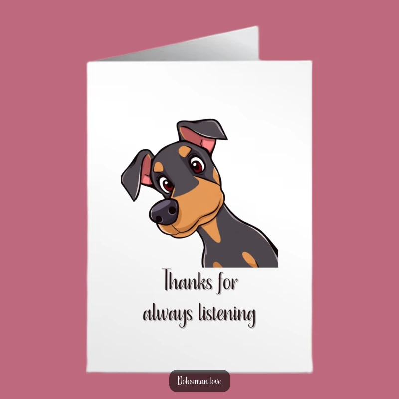 Free Printable Thank You Card: Doberman's Thoughtful Look, Downloadable Dog Gift