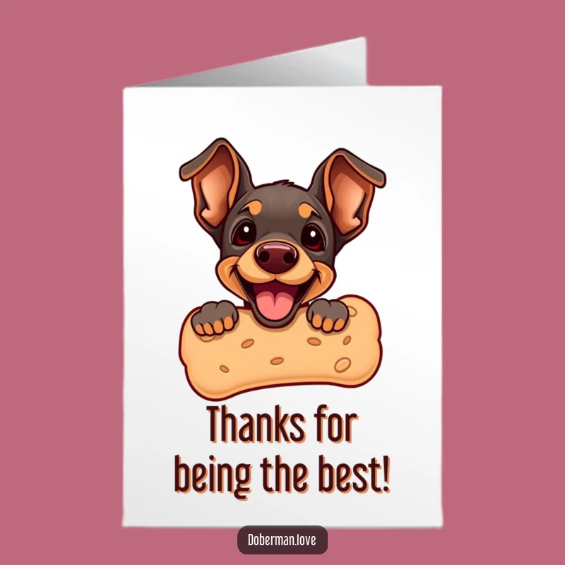 Free Printable Thank You Card: Doberman Puppy Biscuit Thanks Funny Downloadable Gift