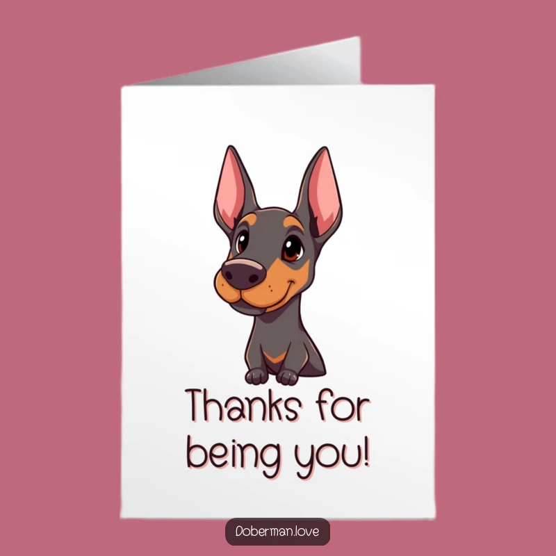 Free Printable Thank You Card: Doberman's Head Tilt for Expressive, Funny Gratitude