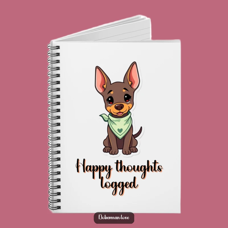 Funny Kawaii Doberman Bandana Notebook: Jot Down Happy Thoughts