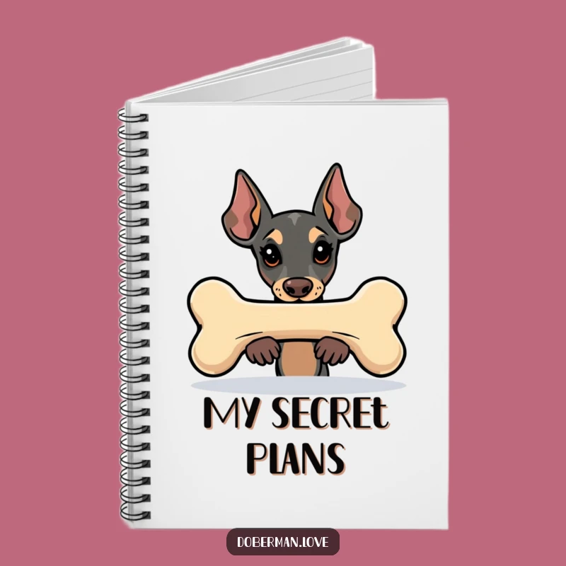 Funny Kawaii Doberman Notebook: Bone Peeker Pages, Secret Ideas, Hilarious Journal