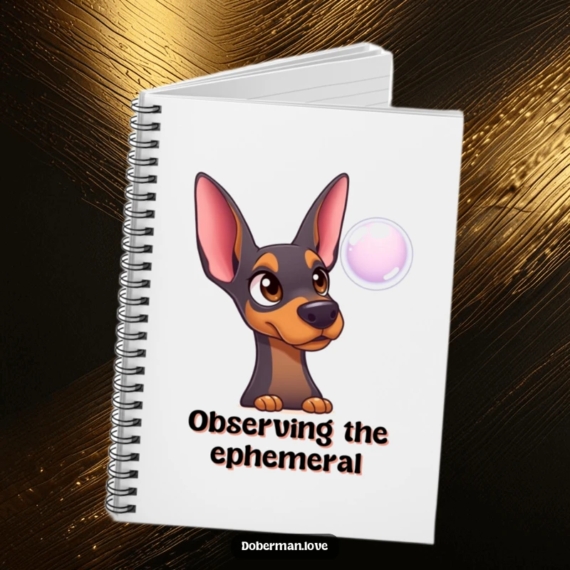Funny Doberman Notebook: Surprised innocent dog watching a bubble, a humorous journal for thoughtful moments.