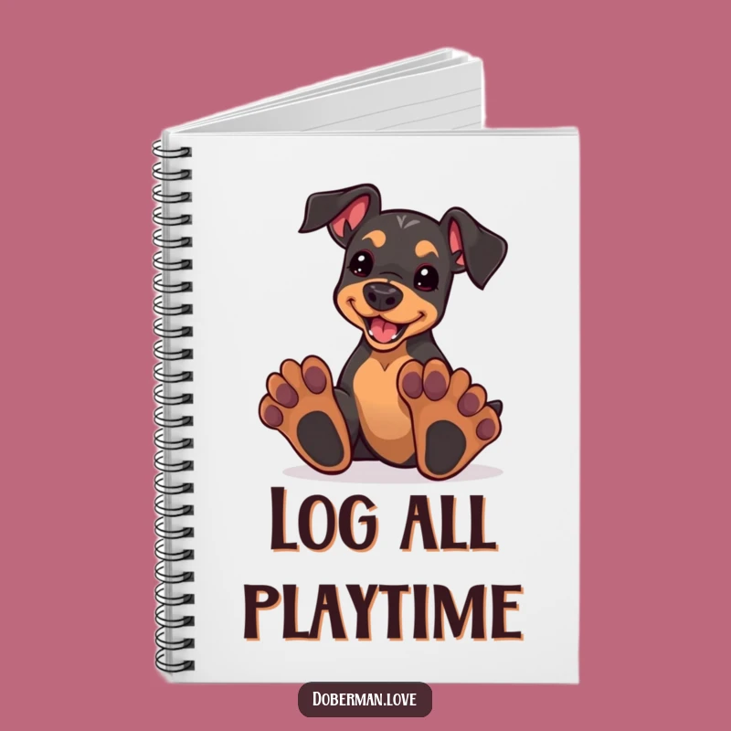 Oversized Paws Doberman Notebook - Funny Puppy Play Journal Gift
