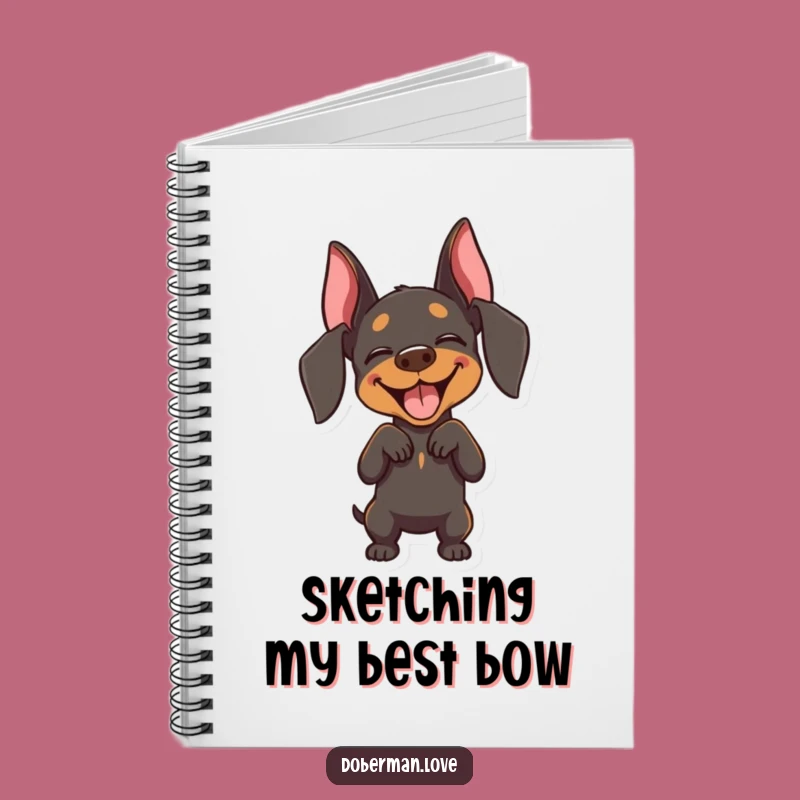 Funny Joyful Doberman Bow Notebook: Jot Down Happy Thoughts!