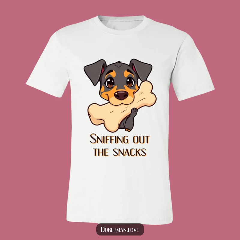 Funny Curious Doberman Bone Tee - Cute Dog Shirt Gift