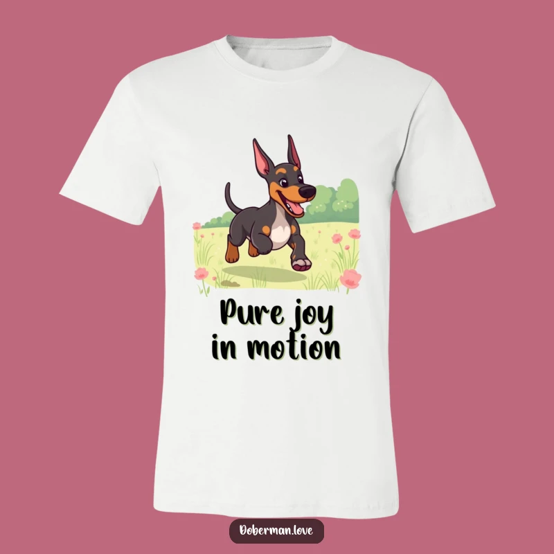 Funny Giggling Doberman Field Run T-Shirt: Wear Your Dog's Joy Gift
