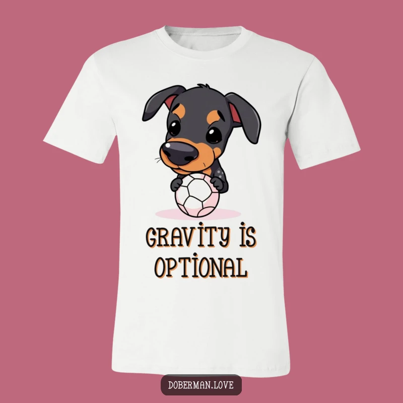 Funny Kawaii Doberman Ball Balance T-Shirt: Adorable Pup Skill Tee