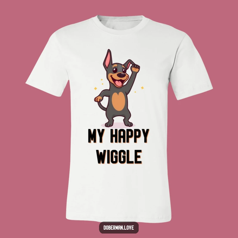Funny Happy Doberman Tail Wag T-Shirt: Energetic Dog Design Gift