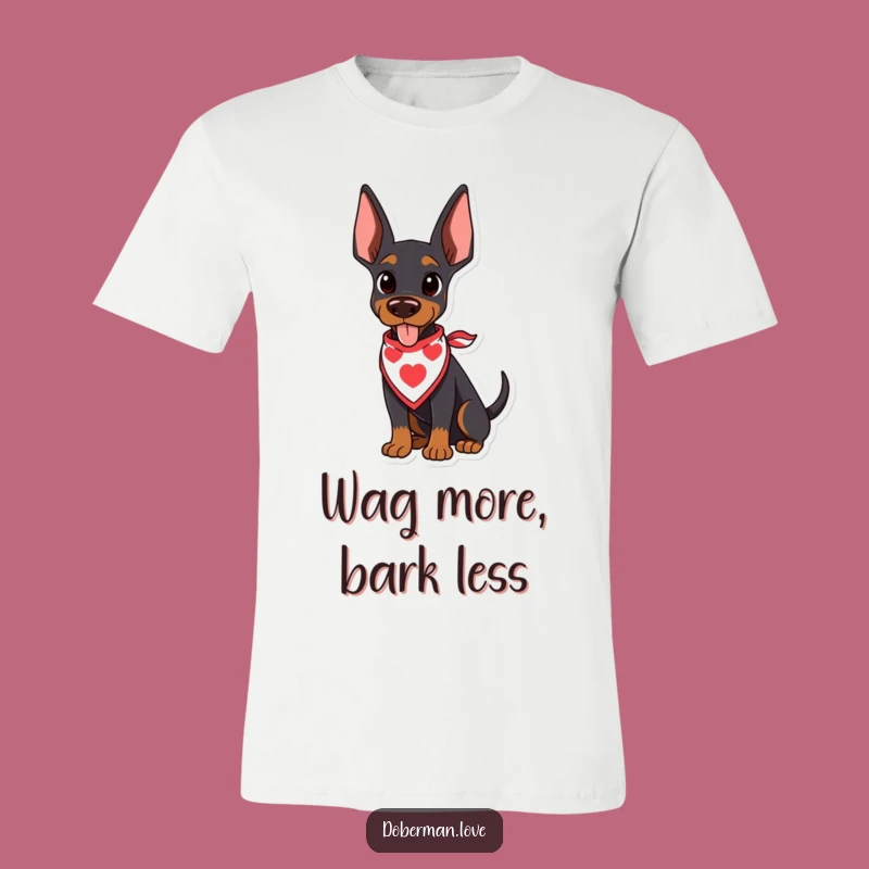 Funny Kawaii Doberman T-Shirt: Wagging Tail, Bandana, Hilarious Gift