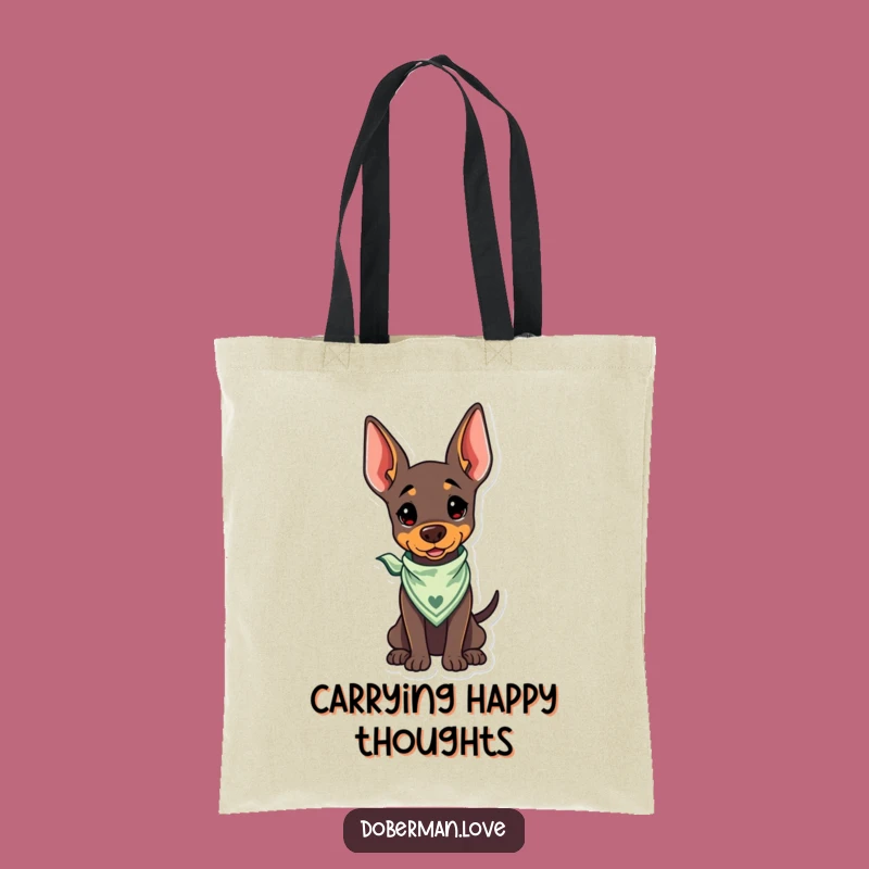 Funny Kawaii Doberman Bandana Tote Bag: Carry Your Happy Vibes