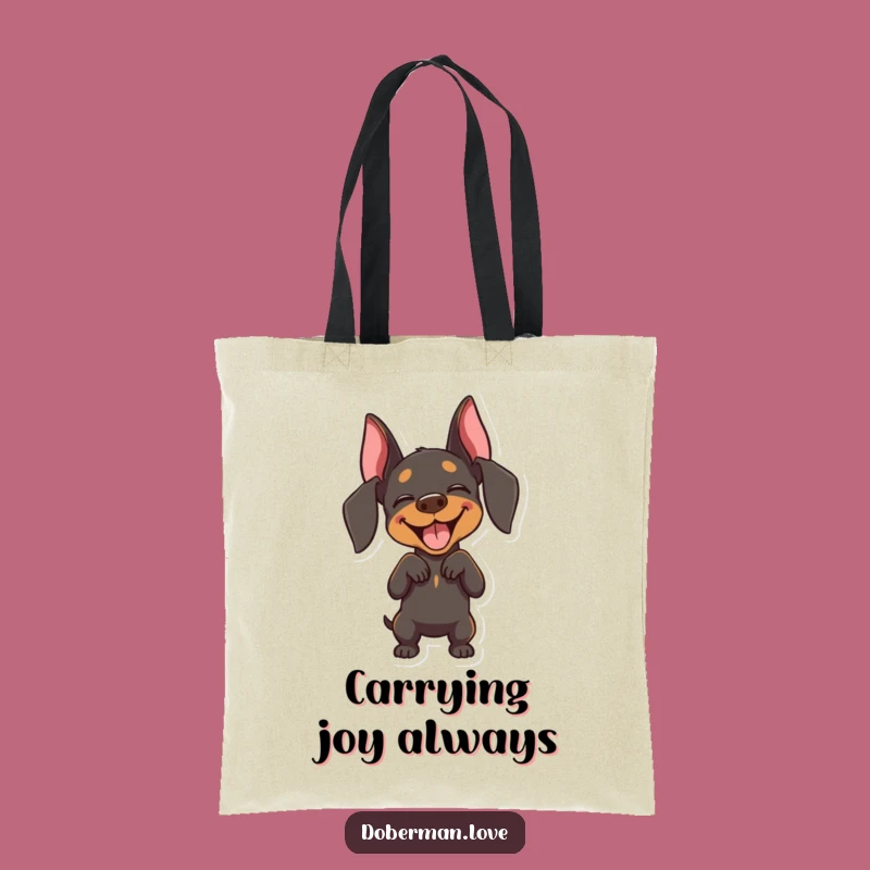 Funny Joyful Doberman Bow Tote Bag: Carry Your Happiness in Style!